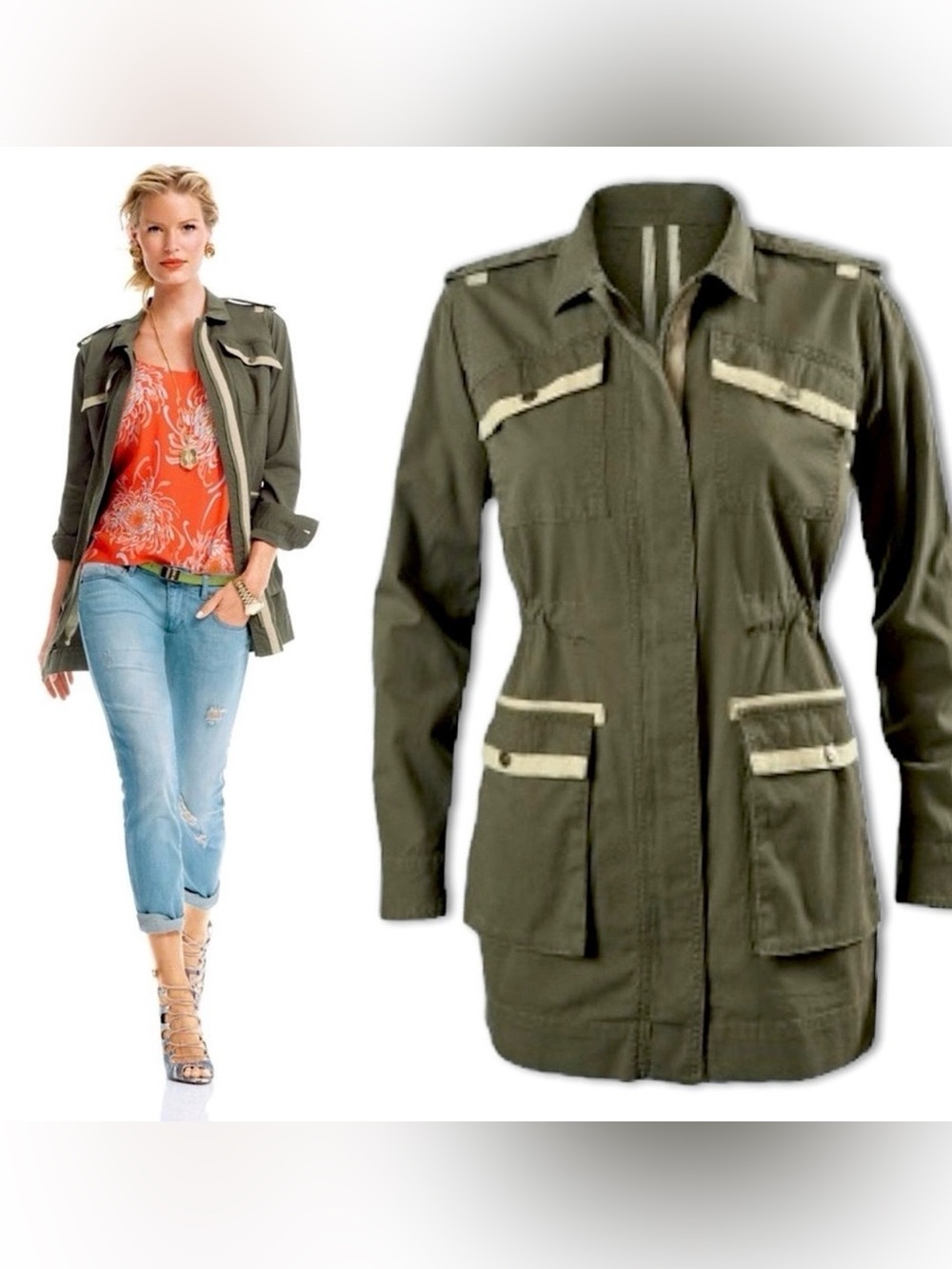 Cabi #722 Lightweight Olive Green Anorak Utility Jacket | Small